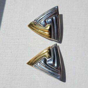 Vintage Sterling Silver Mexico Laton Clip On Earrings